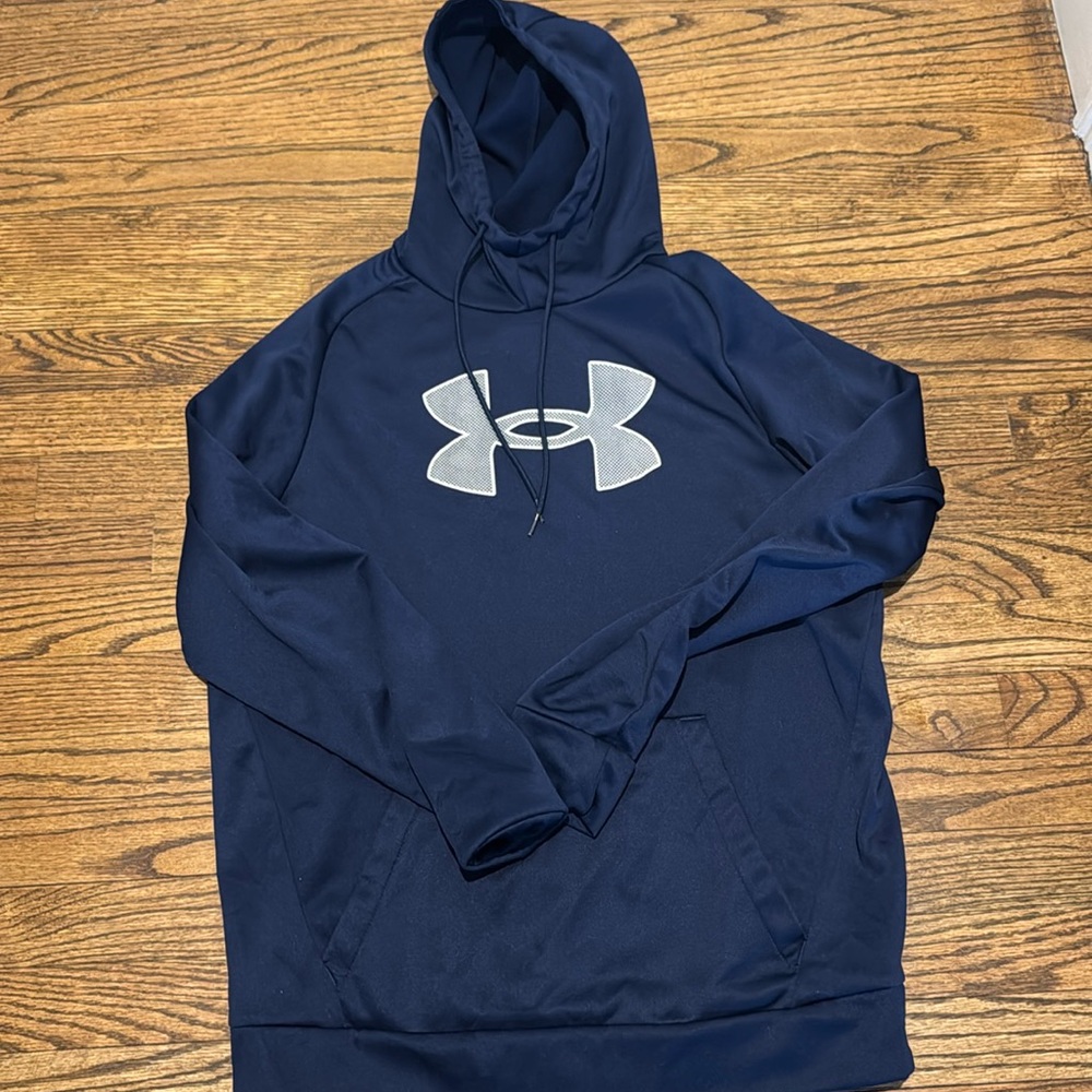 Under Armour Blue Hoodie with White Textured Logo